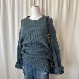 GAP Ribbed knit 100% wool oversized sweater Blue XXL.